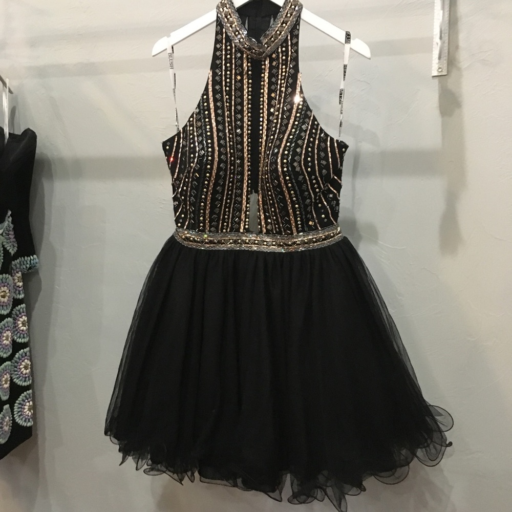 black short plus size formal prom dress designer